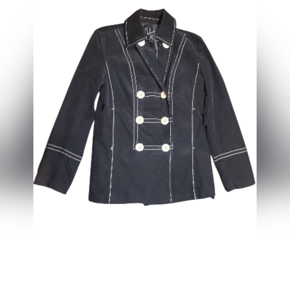 INC International Concepts Black Corduroy Jacket with Cream Accents Size Small